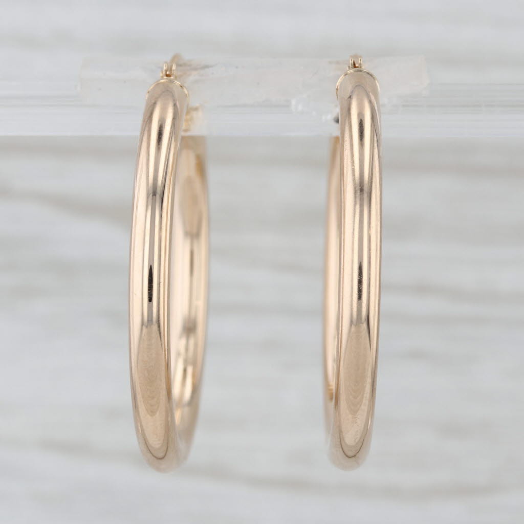 Round Hoop Earrings 14k Yellow Gold Snap Top Pierced Hoops