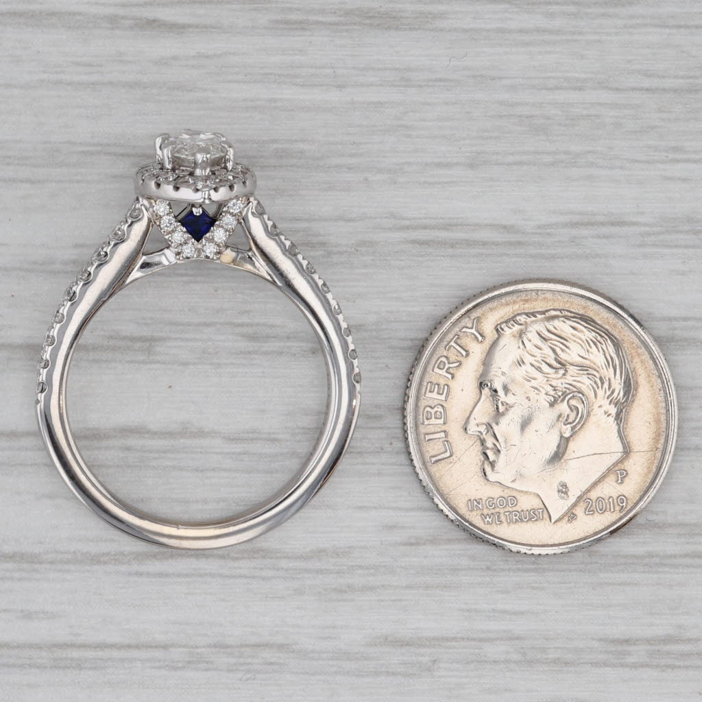 Gray Vera Wang Love 1.29ctw Marquise Diamond Halo Engagement Ring 14k Gold Sapphire