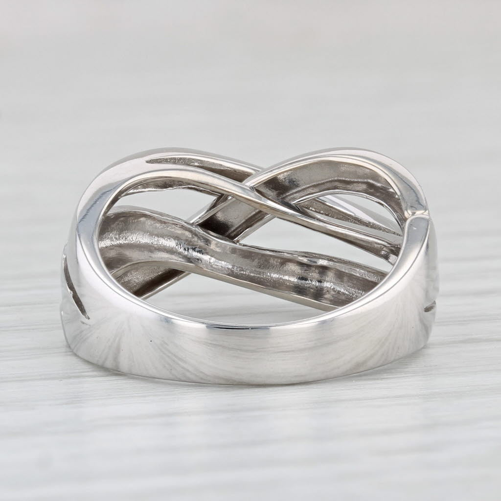 Light Gray Woven 3-Band Ring 14k White Gold Size 7 Statement
