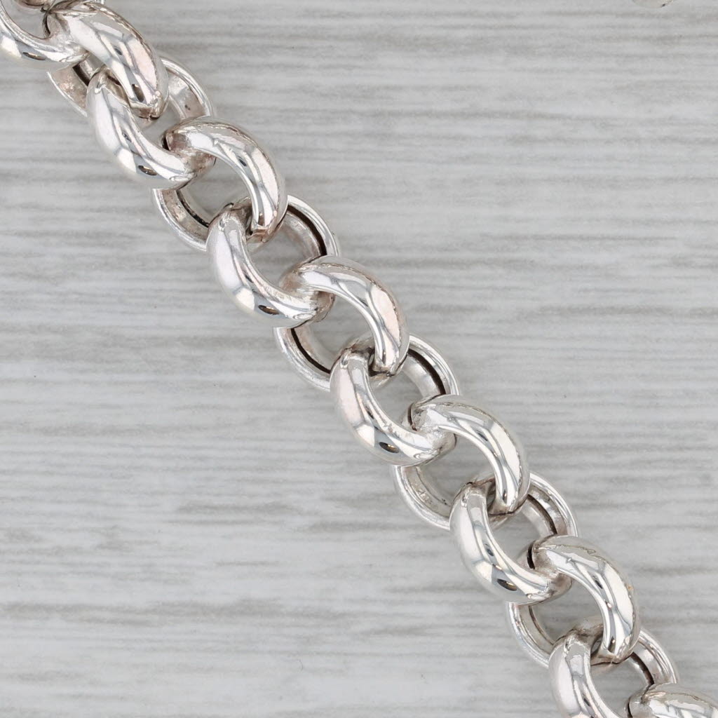 Gray Engravable Heart ID Charm Bracelet Sterling Silver 7" Cable Chain Toggle Clasp