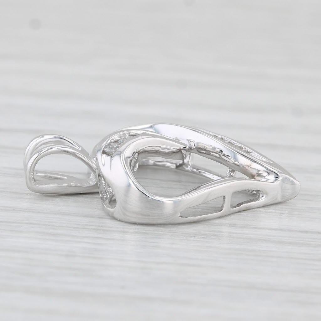 Light Gray 0.25ctw Diamond Open Heart Pendant 10k White Gold