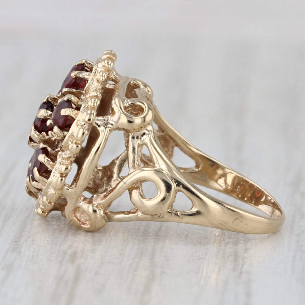 1.05ctw Garnet Flower Cluster Ring 14k Yellow Gold Size 4 Cocktail