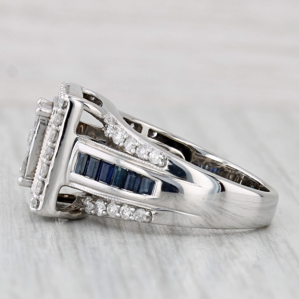 Light Gray 1.77ctw Diamond Halo Engagement Ring 14k White Gold Sapphire Accents Size 7