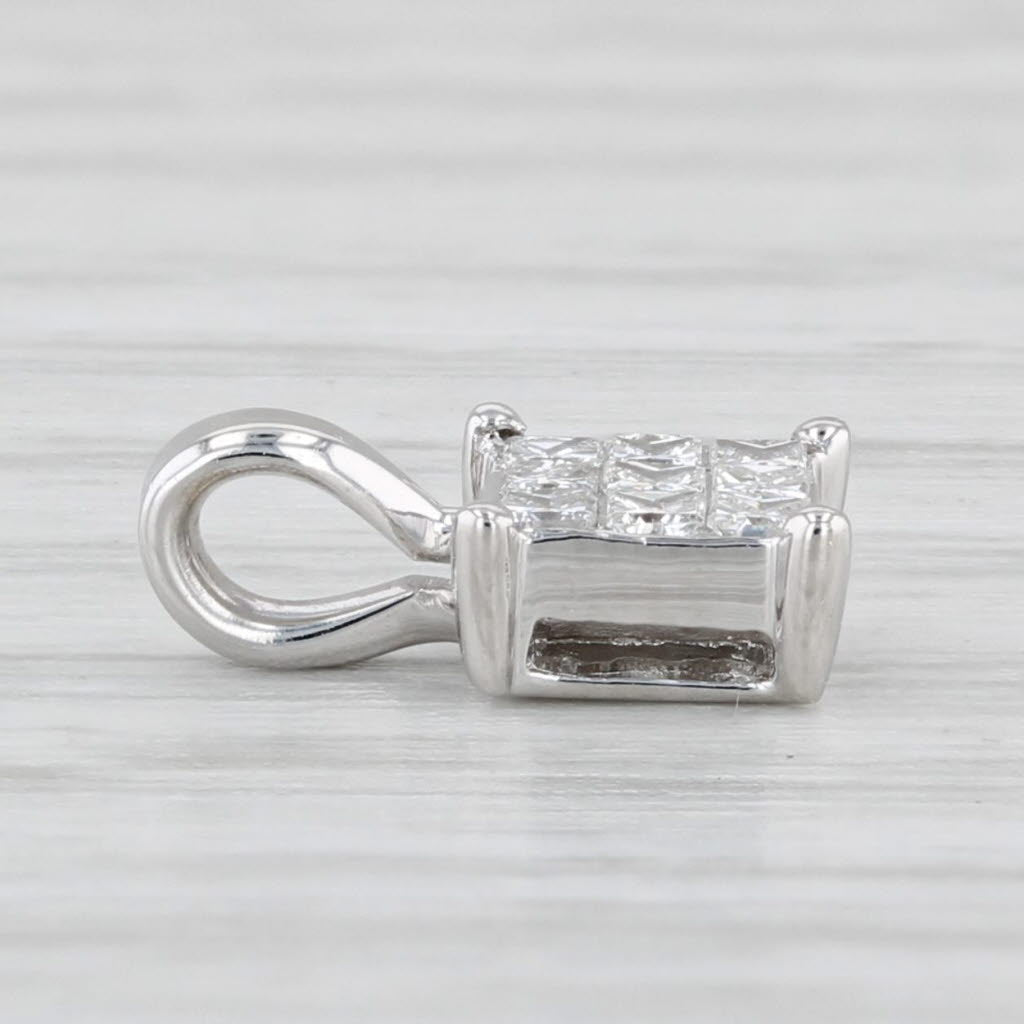 Light Gray 0.26ctw Princess Diamond Pendant 18k White Gold Small Drop