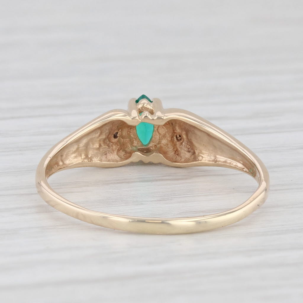 Light Gray 0.19ct Lab Created Emerald Marquise Solitaire Ring 10k Gold Diamond Accents