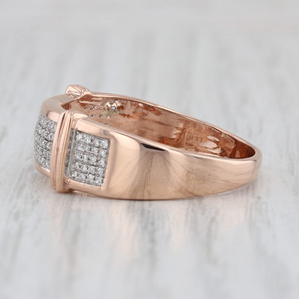 0.25ctw Oval Diamond Men's Ring 10k Rose Gold Size 12 Wedding Band