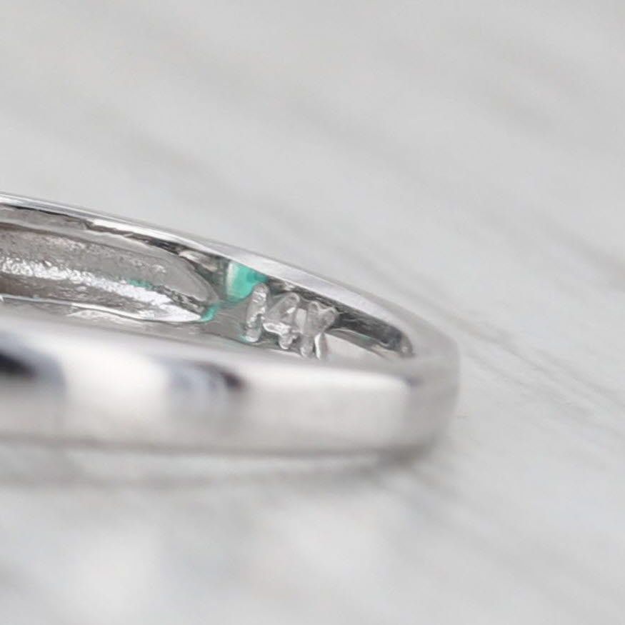 Light Gray 1.10ctw Oval Emerald Diamond Ring 14k White Gold Size 4.5