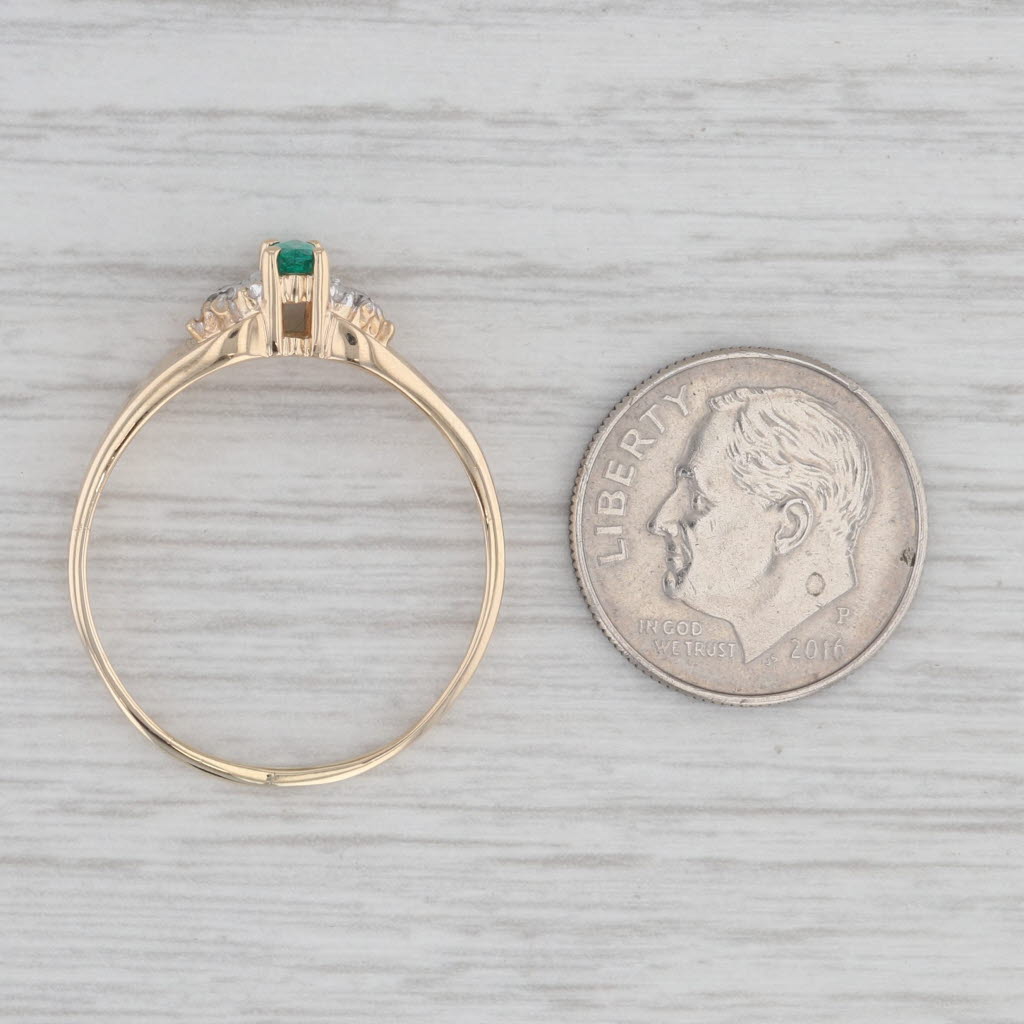 Gray 0.19ct Lab Created Emerald Marquise Solitaire Ring 10k Gold Diamond Accents