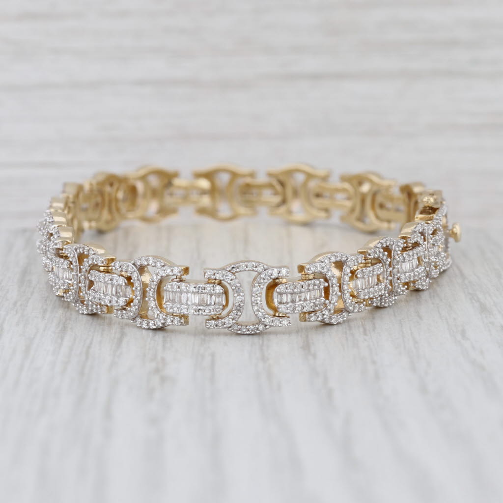 New 3.61ctw Diamond Tennis Bracelet 10k Yellow Gold 8.5" 9mm