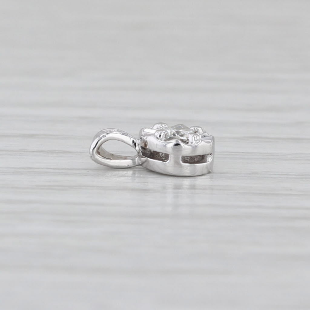 0.13ct Round Diamond Solitaire Pendant 14k White Gold Small Drop