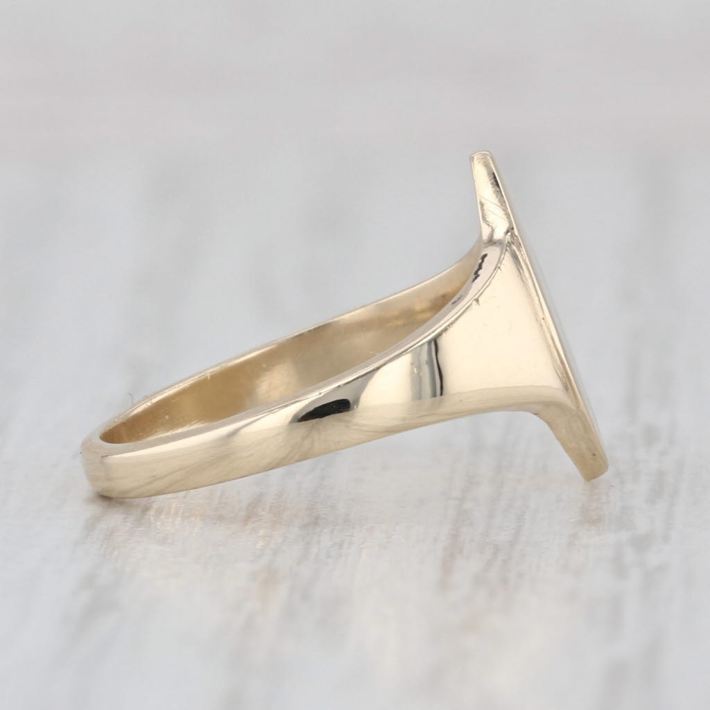 Engravable Marquise Shaped Signet Ring 10k Yellow Gold Size 5