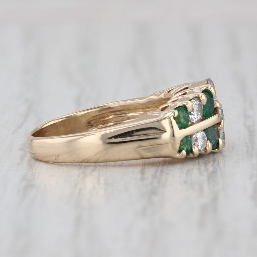 1.02ctw Emerald Diamond Tiered Rooftop Ring 14k Yellow Gold Size 4.25
