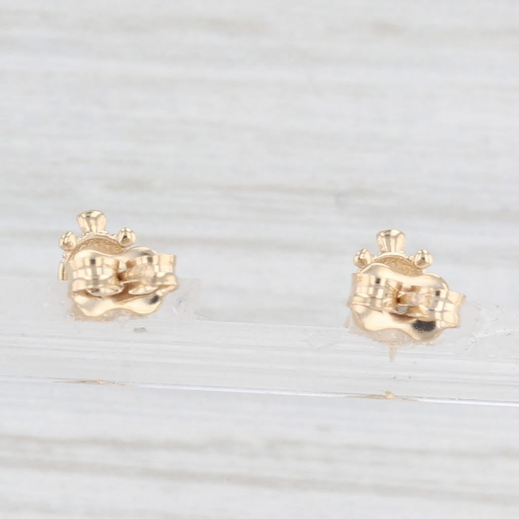Light Gray Little Turtle Stud Earrings 14k Yellow Gold