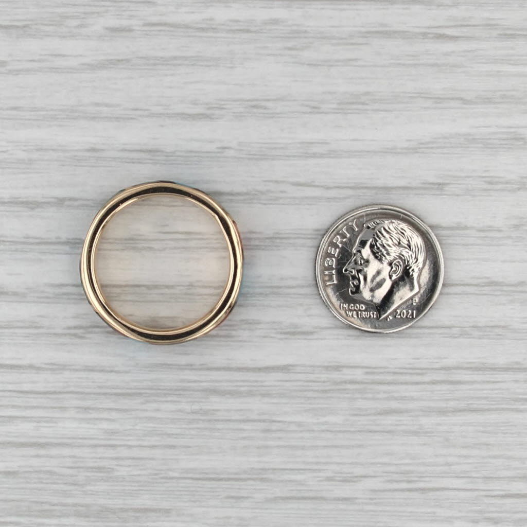 Vintage Native American Stone Mosaic Ring 14k Yellow Gold Size 8 Stackable Band