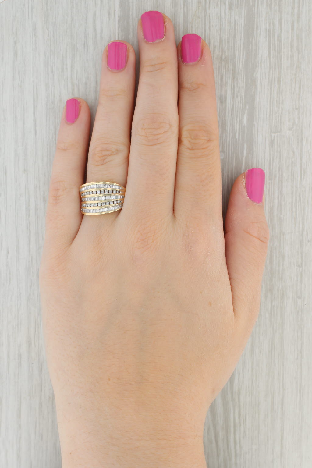 Tan 1.25ctw Diamond Ring 14k Yellow Gold Size 10 Stacking Design