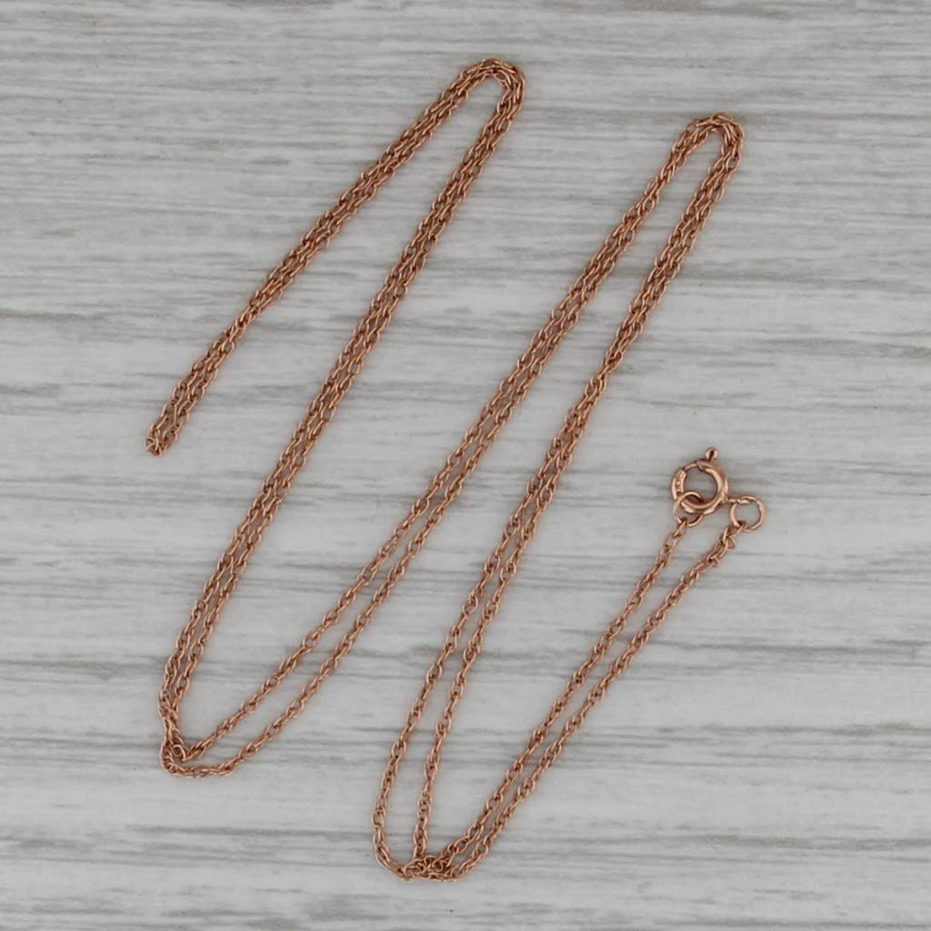20" Fine Rope Chain Necklace 10k Rose Gold 0.9mm