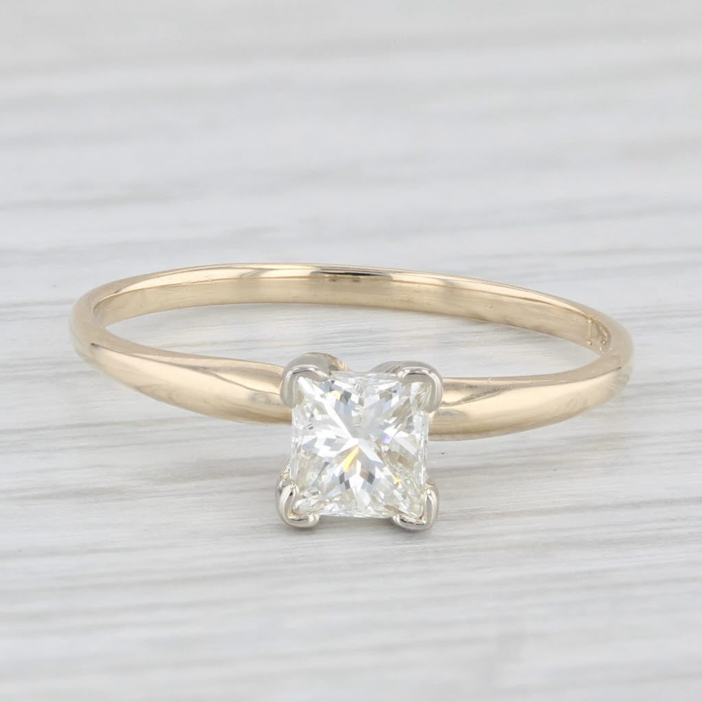 Light Gray 0.49ct Princess Cut Solitaire Engagement Ring 14k Yellow Gold Size 6