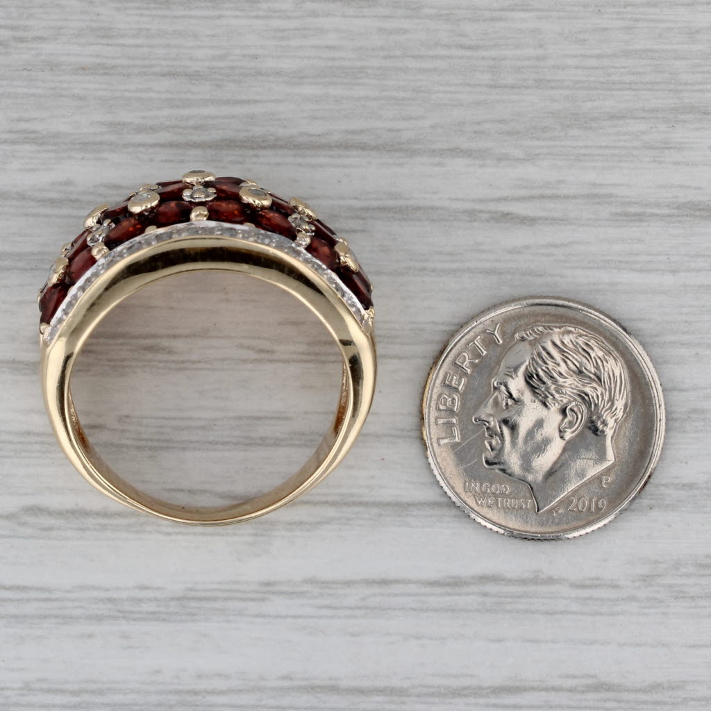 Dark Gray 4.94ctw Garnet Diamond Cluster Ring 10k Yellow Gold Size 10 Cocktail