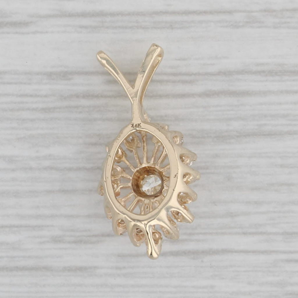Gray 0.41ctw Diamond Pendant 14k Yellow Gold Cluster Drop