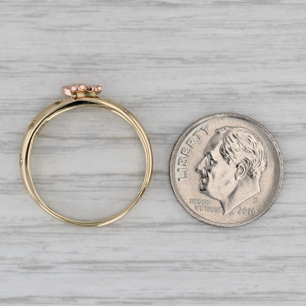 Gray Cubic Zirconia Buttefly Ring 14k Yellow Rose Gold Stackable Band