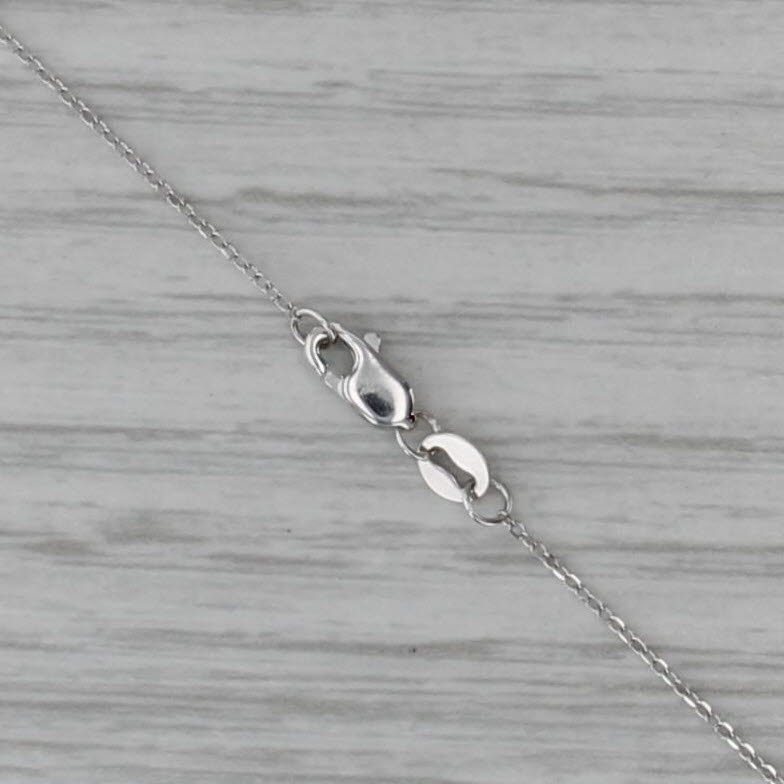 Diamond Bow Pendant Necklace 14k White Gold Cable Chain 16.25"