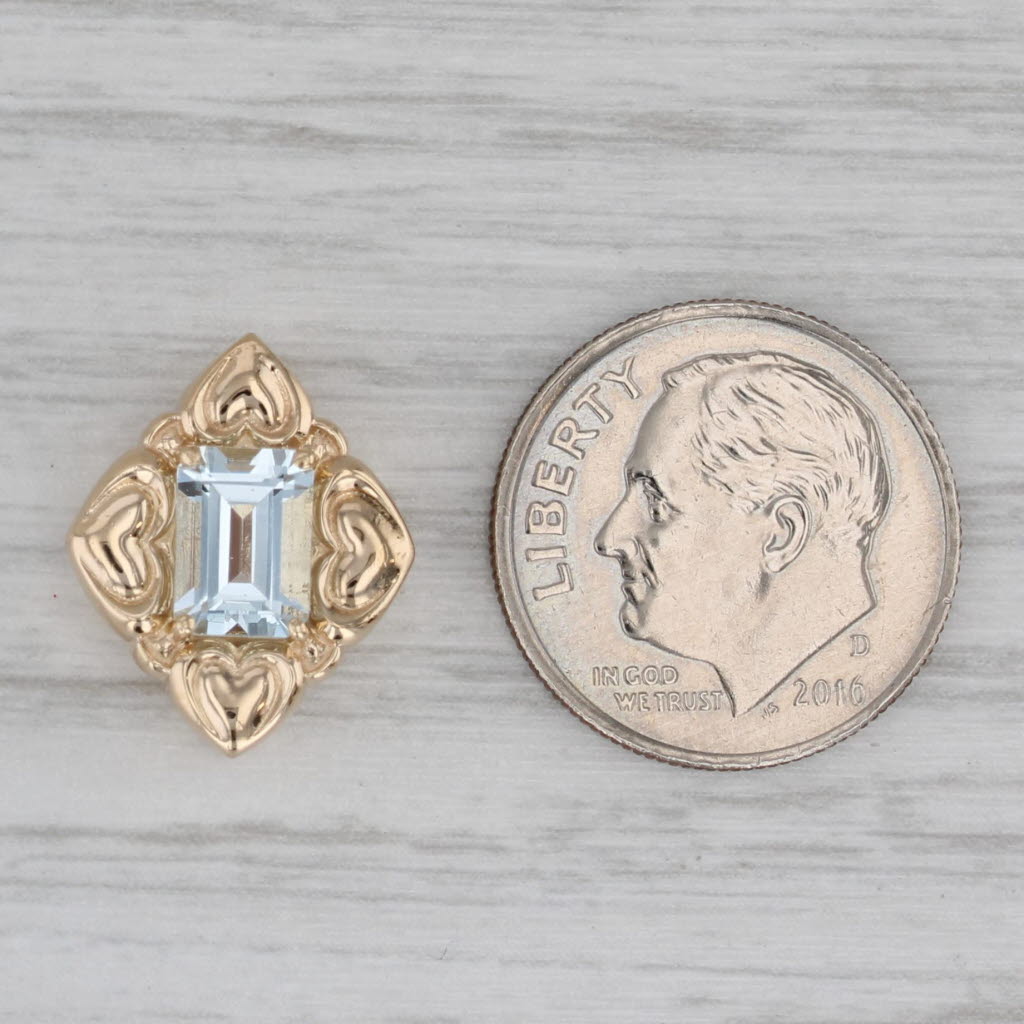 Gray 0.85ct Aquamarine Slide Bracelet Charm 14k Yellow Gold