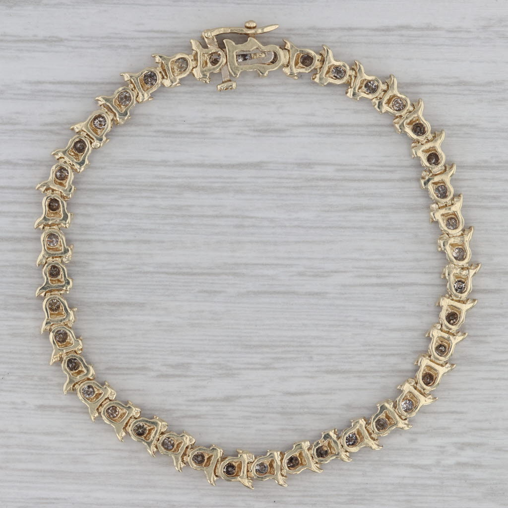 Gray 1.50ctw Diamond Tennis Bracelet 10k Yellow Gold 7.25"