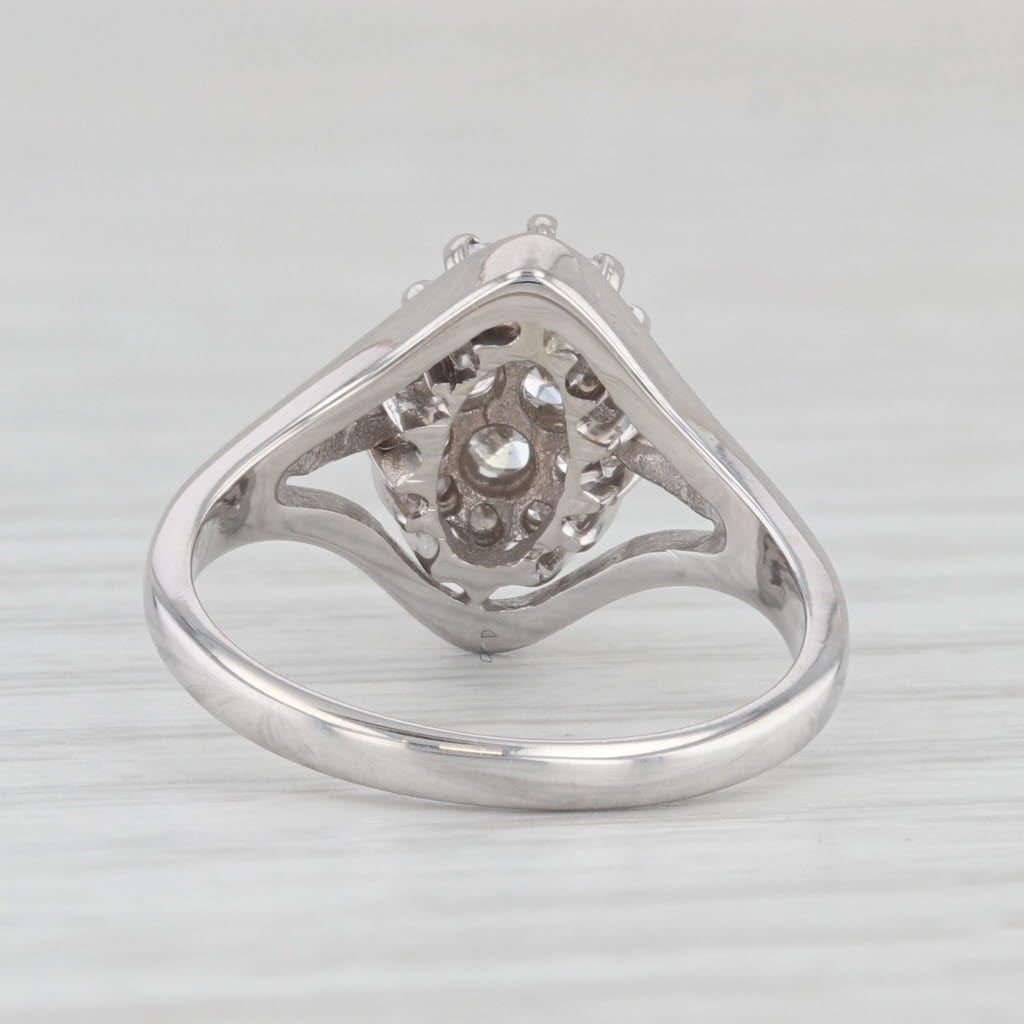 Light Gray 0.30ctw Diamond Cluster Ring 14k White Gold Size 5.5 Engagement