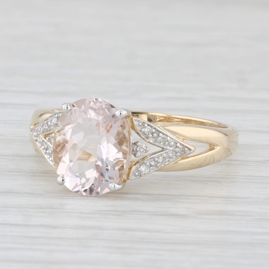 Light Gray 2.57ctw Morganite Diamond Ring 14k Yellow Gold Size 9 Oval Engagement