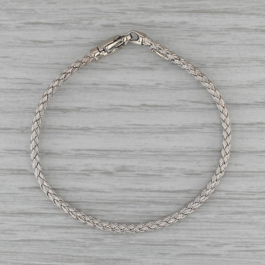 Flexible Woven Bangle Bracelet 14k White Gold 6.25" 2.6mm