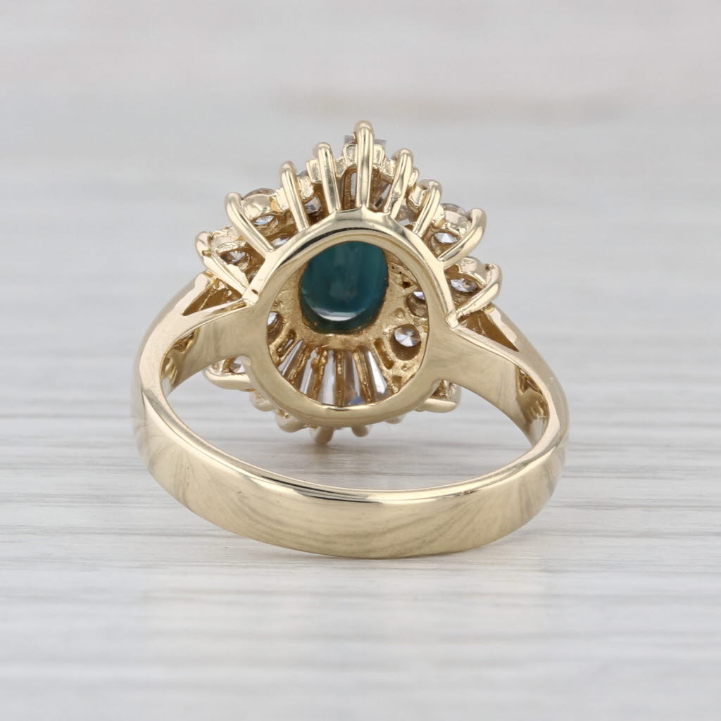 2.60ctw Oval Blue Sapphire Cubic Zirconia Halo Ring 14k Yellow Gold Size 7