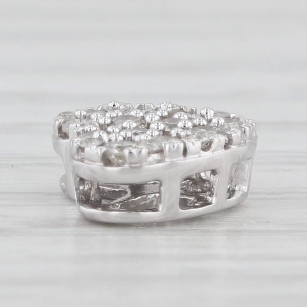 Light Gray 0.27ctw Pave Diamond Heart Pendant 10k White Gold Small Floating Drop