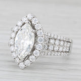 2.86ctw Marquise Diamond Halo Engagement Ring 18k White Gold Size 7.5 GIA