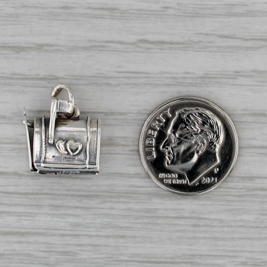Vintage Hearts Mailbox Love Letters Charm Sterling Silver Pendant Beau