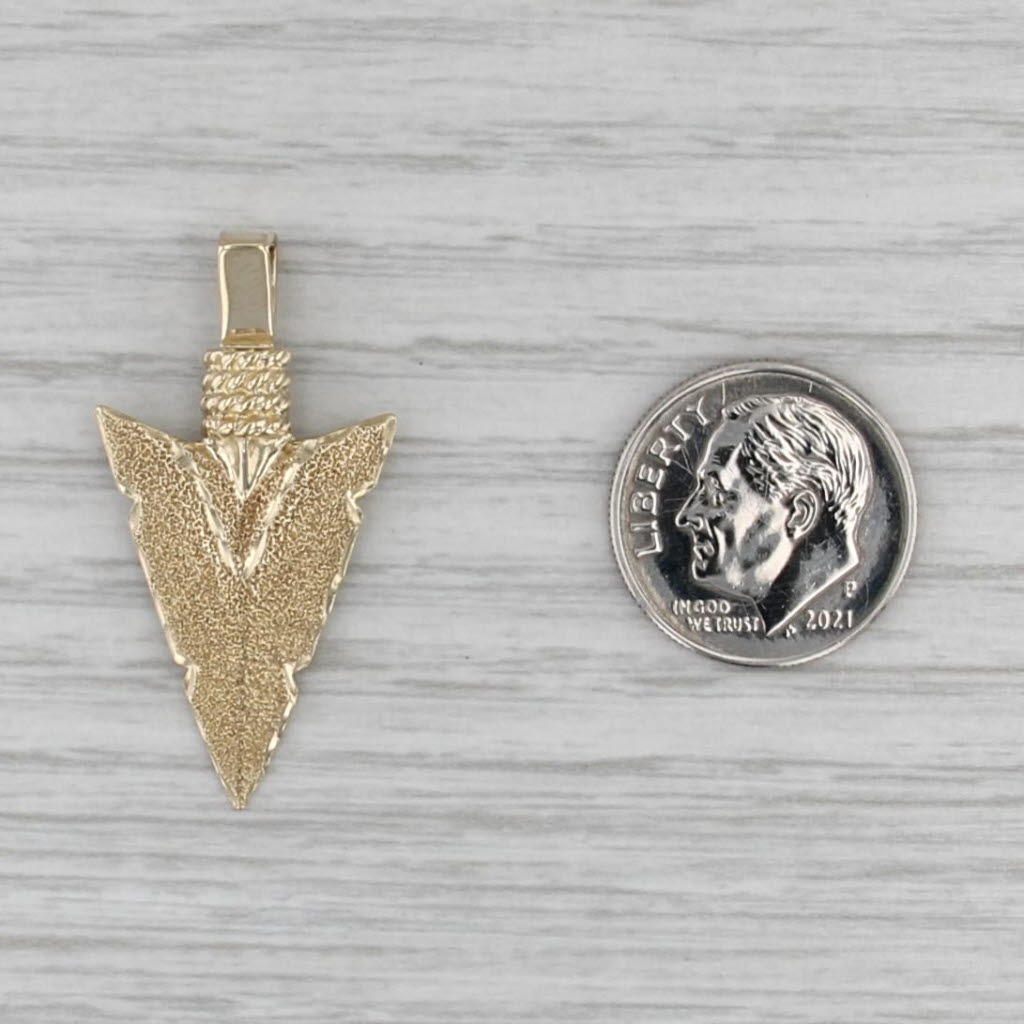 Brushed Arrowhead Pendant 14k Yellow Gold Statement