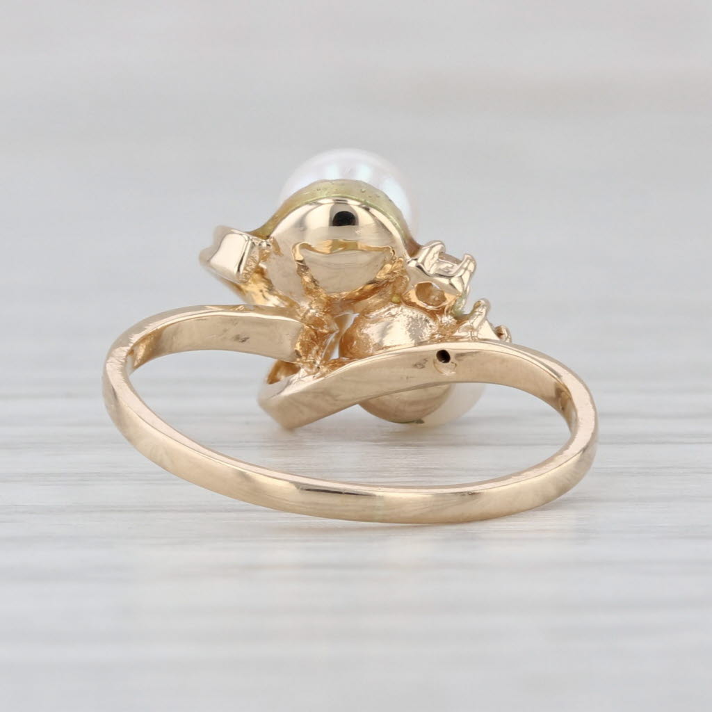 Cultured Pearl Knot Ring 14k Yellow Gold Size 5