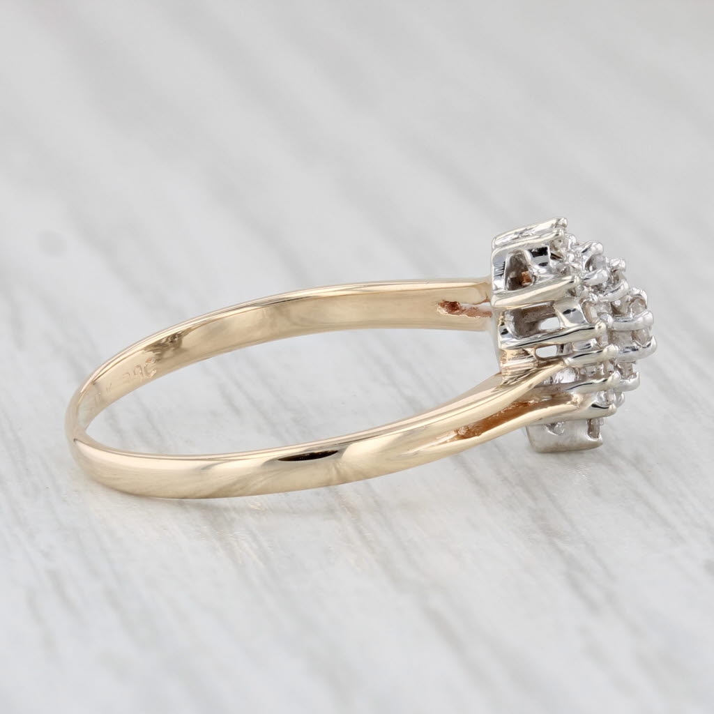 Light Gray 0.17ctw Diamond Cluster Bypass Ring 10k Yellow Gold Size 7.25
