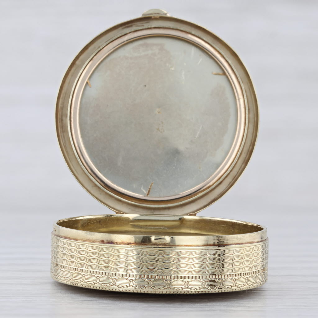 Gray Tiffany & Co Antique Pill Box 14k Yellow Gold Opens Ornate Pendant