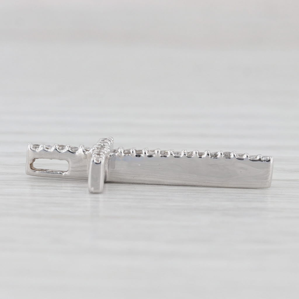 Light Gray 0.36ctw Pave Diamond Cross Pendant 14k White Gold
