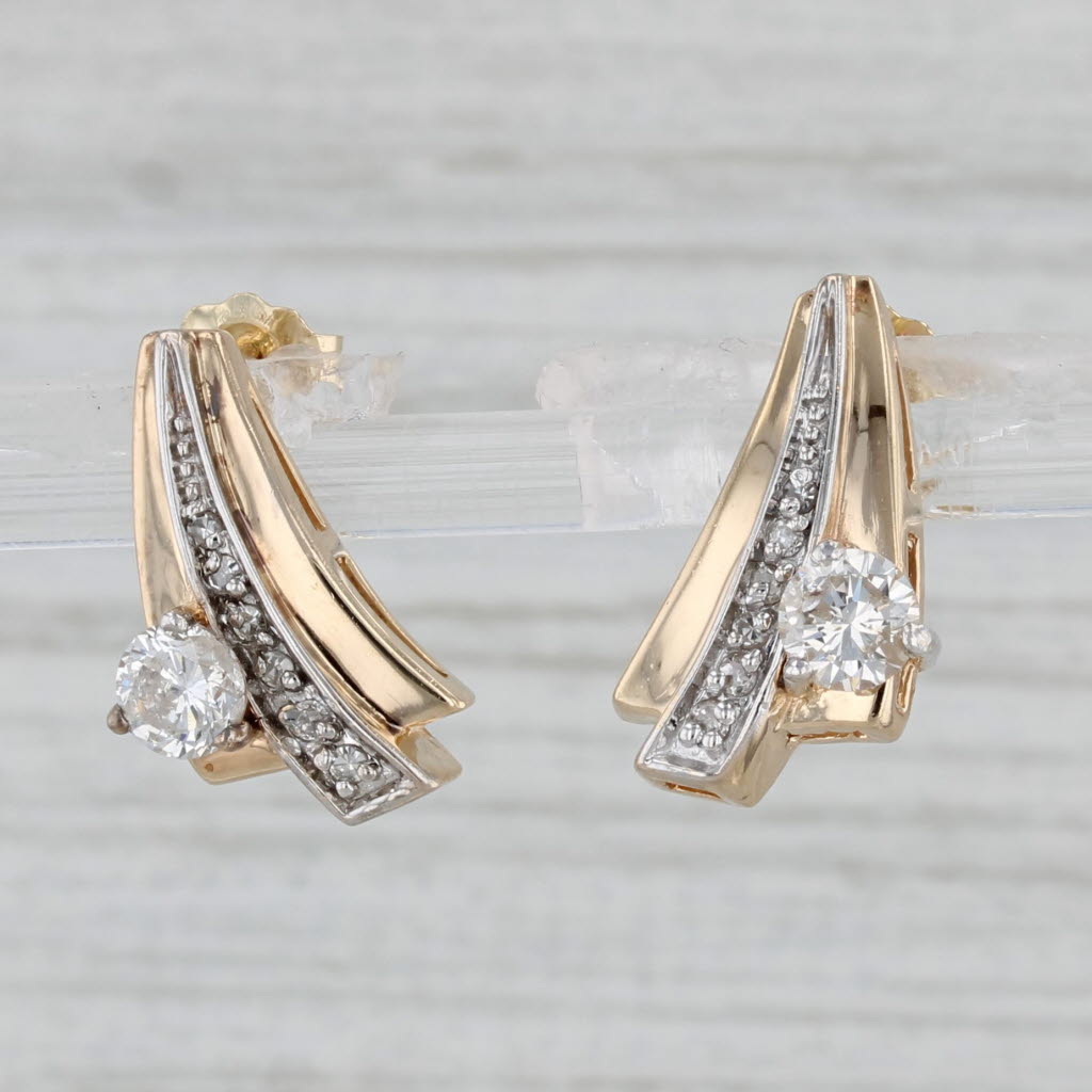 Gray 0.55ctw Diamond Drop Earrings 14k Yellow Gold Pierced Journey