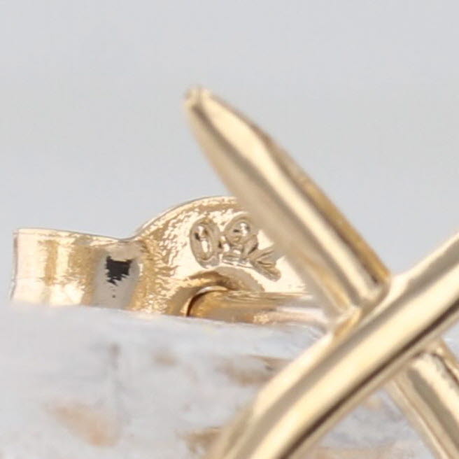 Curled Nail Support Ribbon Stud Earrings 18k Yellow Gold Studs