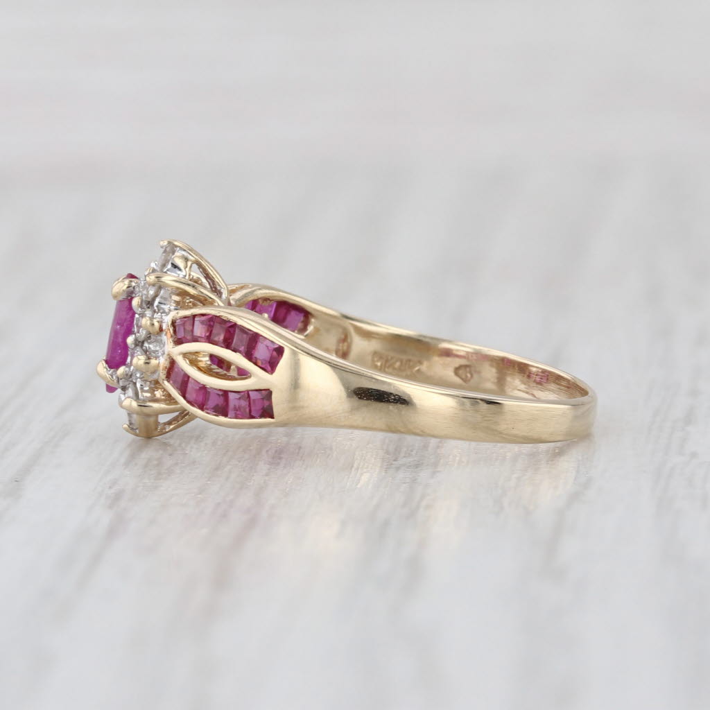 1.10ctw Marquise Ruby Diamond Halo Ring 14k Yellow Gold Size 7