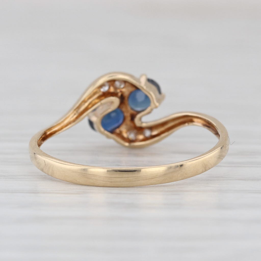 0.44ctw Blue Sapphire Bypass Ring 14k Yellow Gold Size 7 Diamond Accents