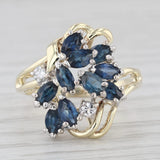 1.70ctw Blue Sapphire Diamond Cluster Ring 14k Yellow Gold Size 6