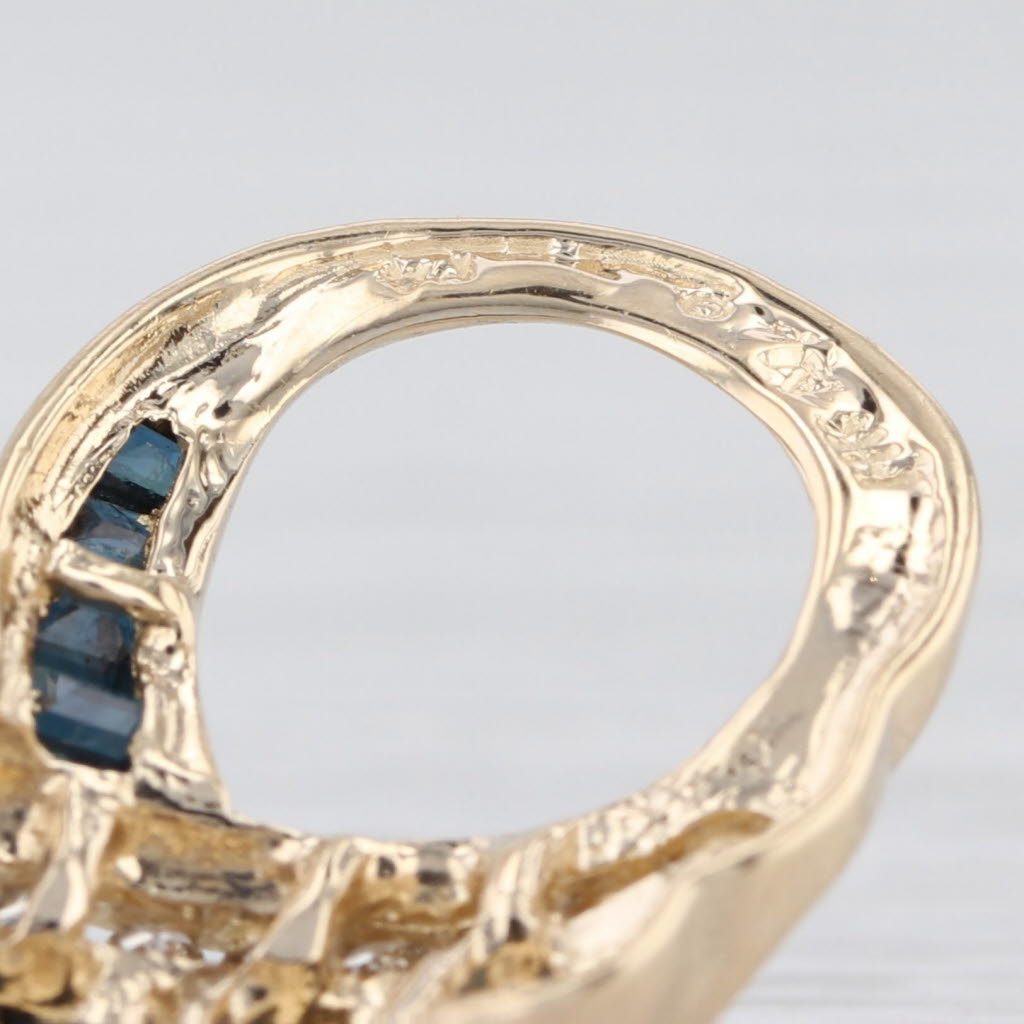 1.18ctw Blue Sapphire Diamond Infinity Knot Slide Pendant 14k Yellow Gold