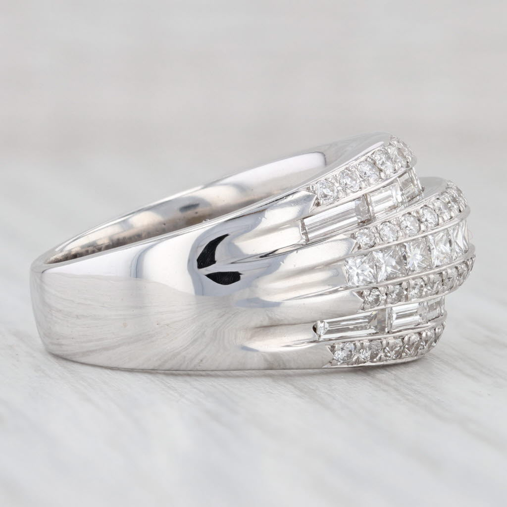 Light Gray 2.64ctw Diamond Band Ring 18k White Gold Size 8 Cocktail Multi-Band Design