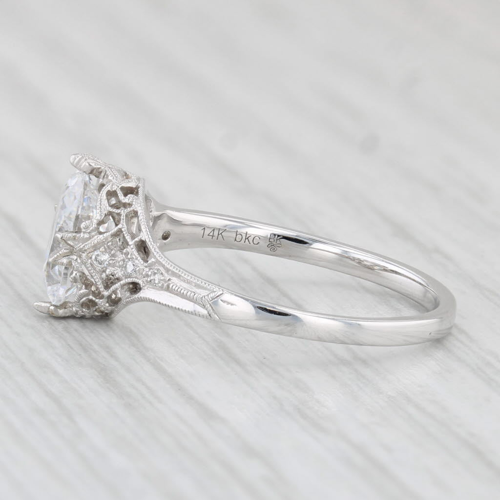 Light Gray New Beverley K Oval Semi Mount Diamond Ring 14k White Gold Size 6.75 Filigree
