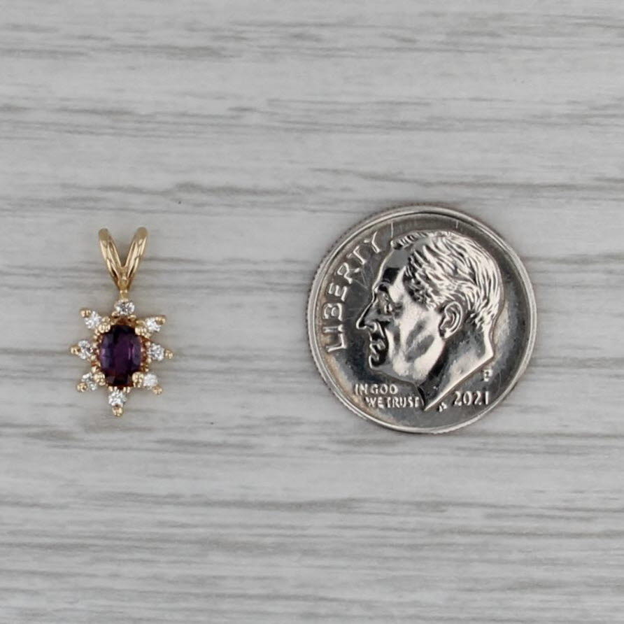 0.40ctw Ruby Diamond Halo Pendant 14k Yellow Gold Small Drop