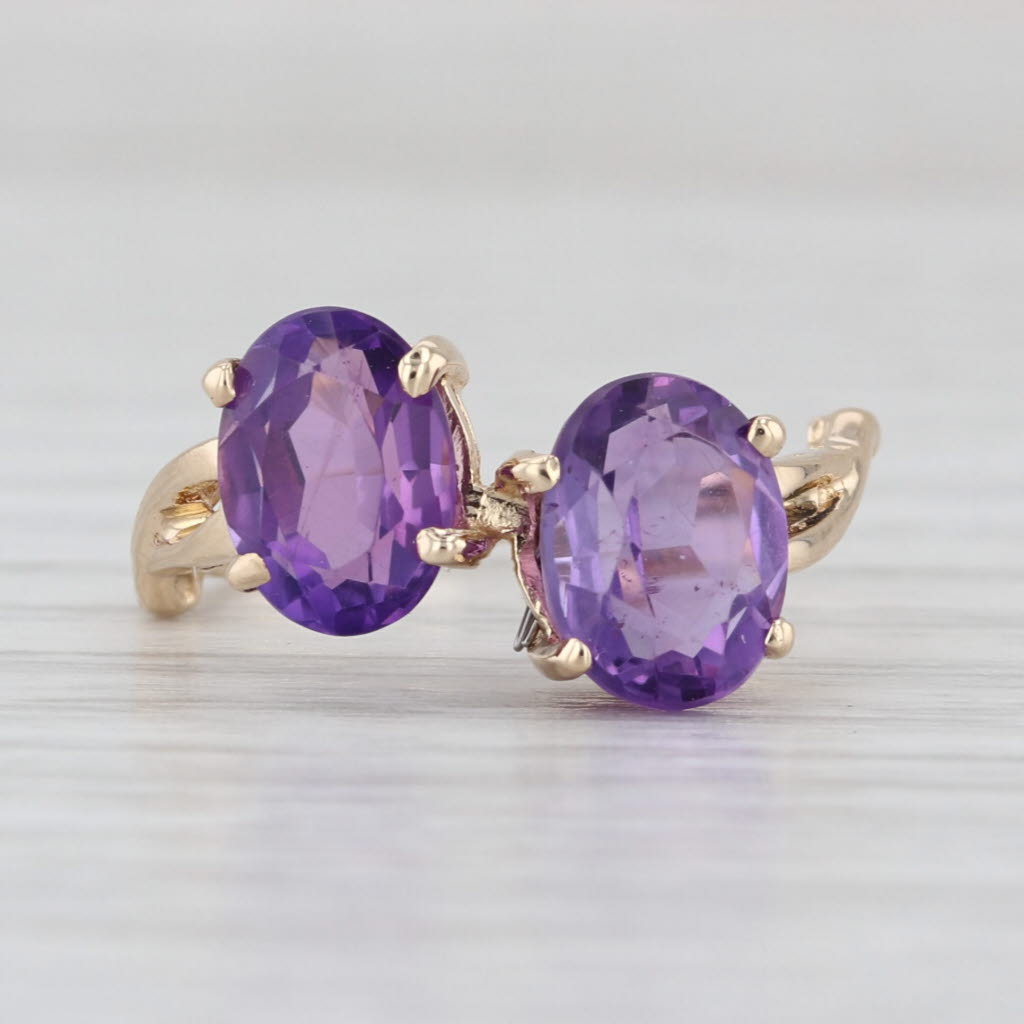 2.37ctw Oval Amethyst Bypass Ring 14k Yellow Gold Size 4.75