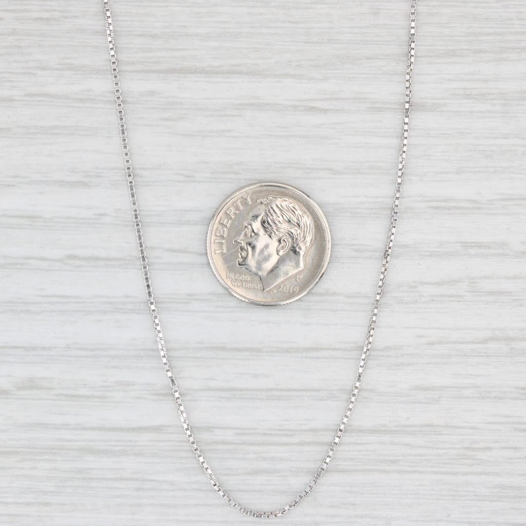 Light Gray Box Chain Necklace 16.5" 0.7mm 14k White Gold Lobster Clasp